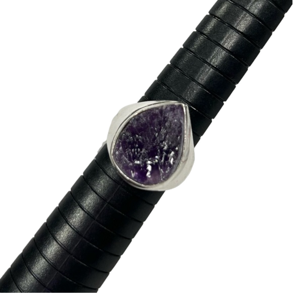 Rough Amethyst 925 Unisex Gemstone Ring size 8.5